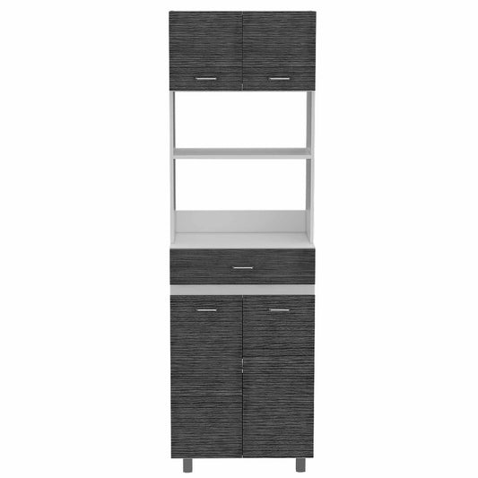 Modern Gray Stria Tall Kitchen Cart - AFS