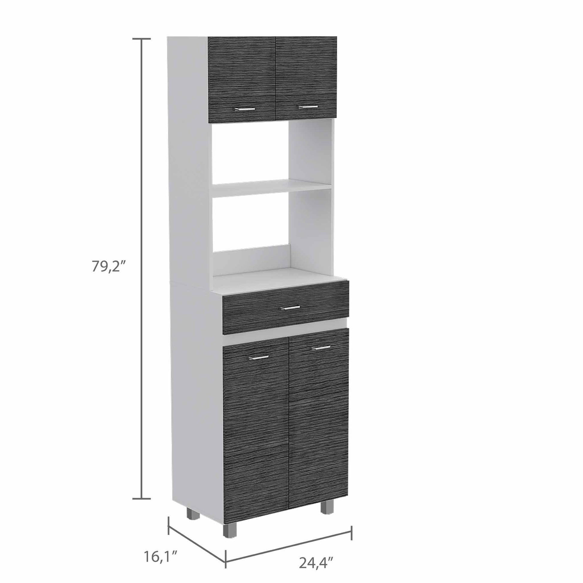 Modern Gray Stria Tall Kitchen Cart - AFS