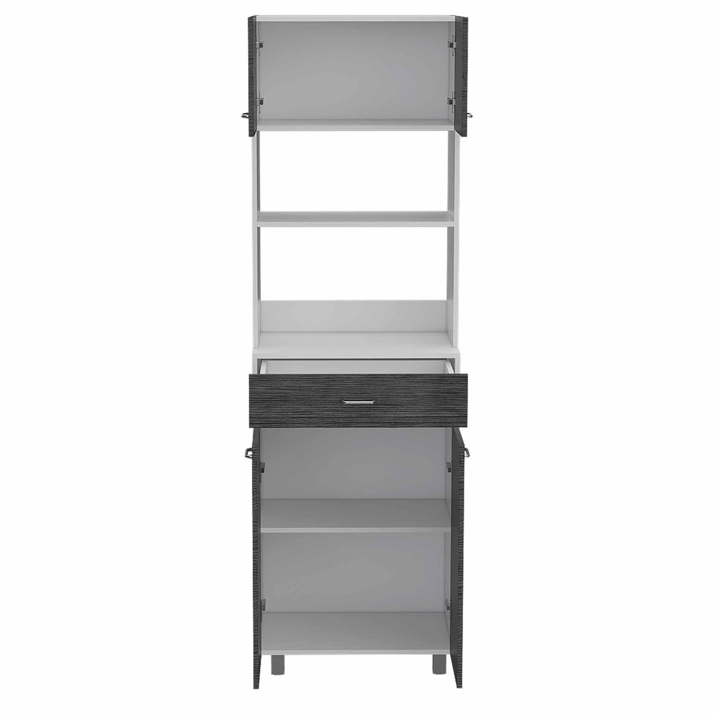 Modern Gray Stria Tall Kitchen Cart - AFS