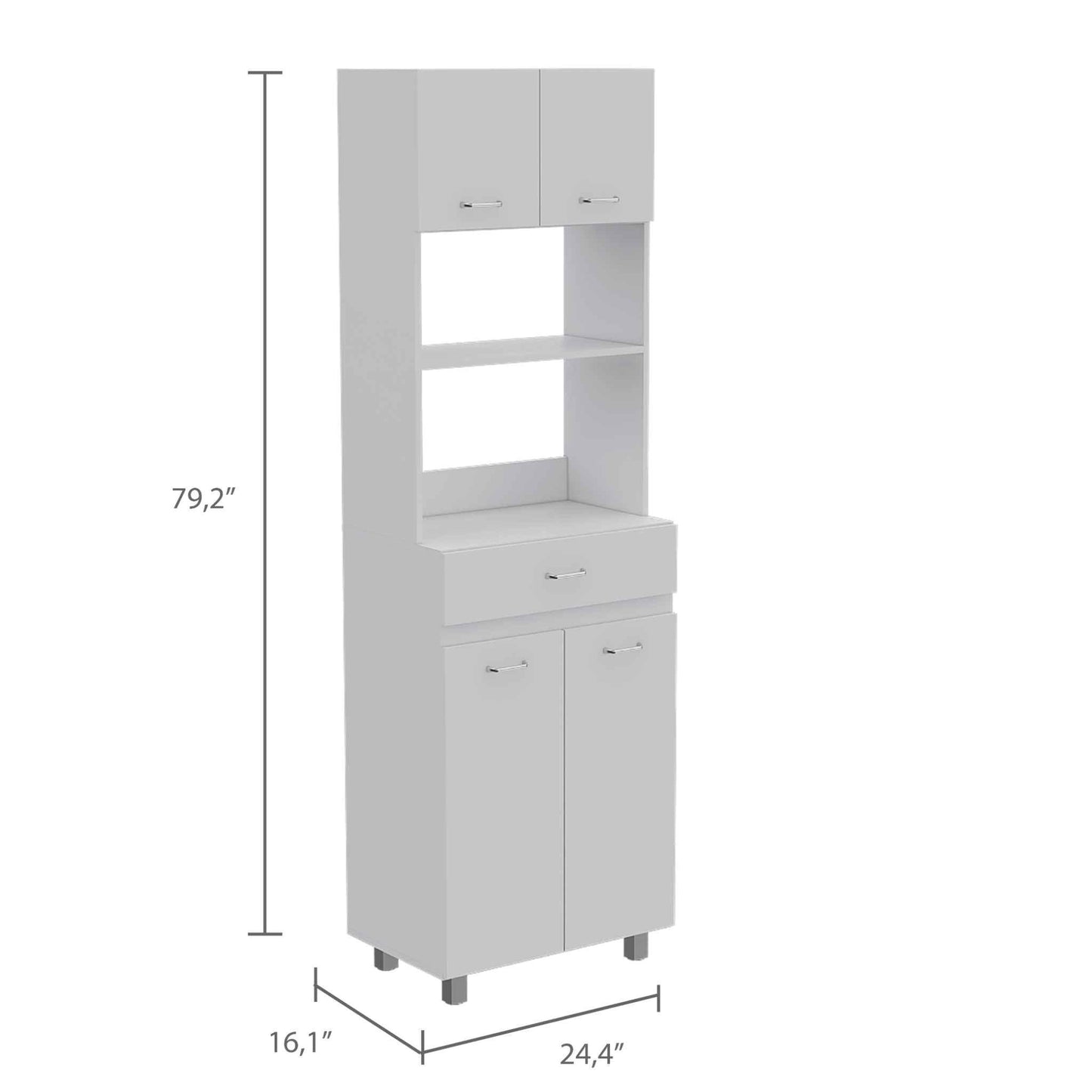 White Tall Pantry Cabinet with Two Storage Shelves - AFS