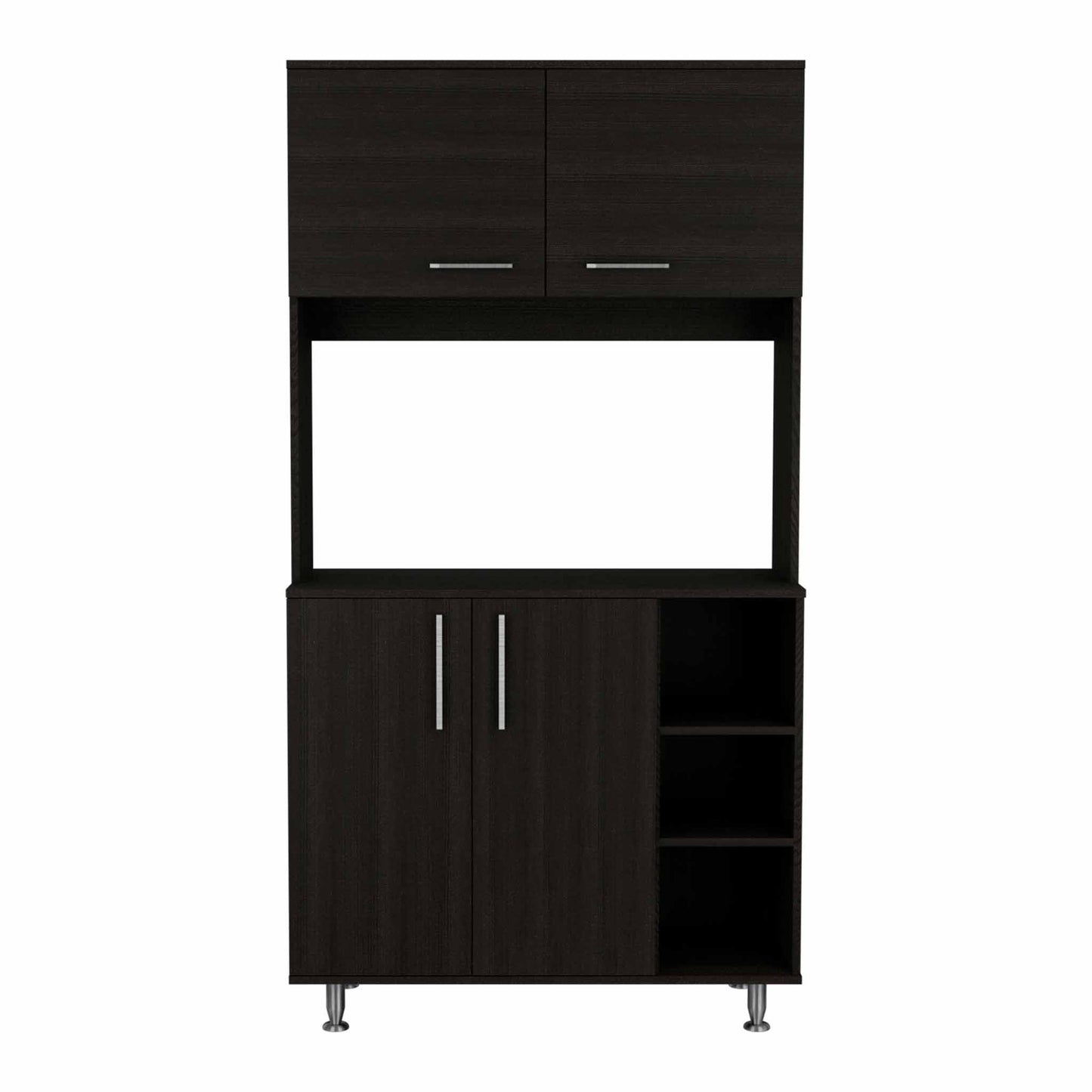 Modern Black Kitchen Cabinet with Two Storage Shelves - AFS