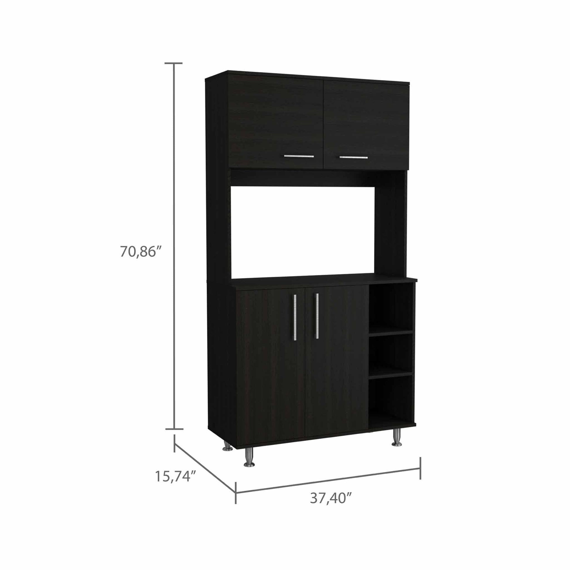 Modern Black Kitchen Cabinet with Two Storage Shelves - AFS