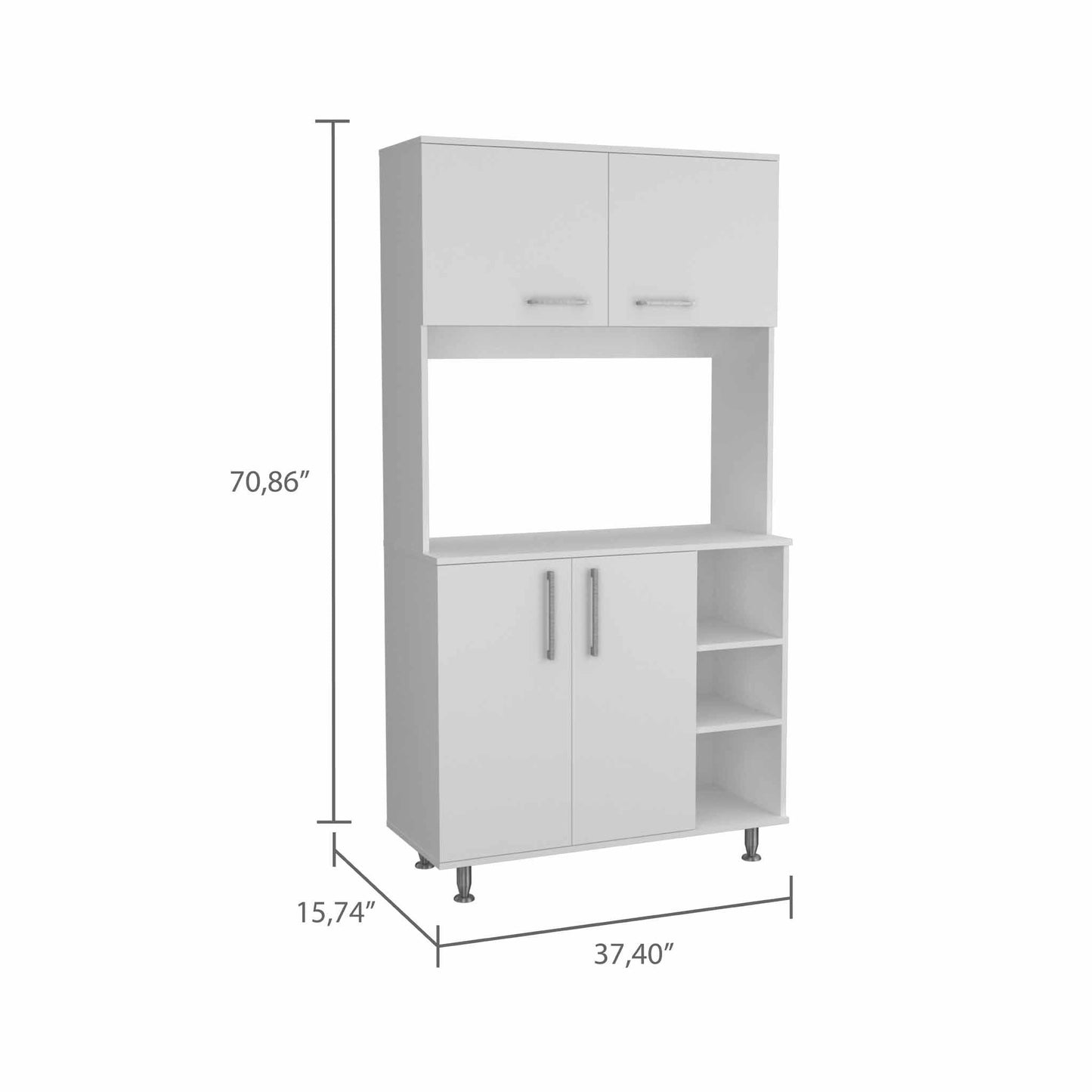 Modern White Kitchen Cabinet with Two Storage Shelves - AFS