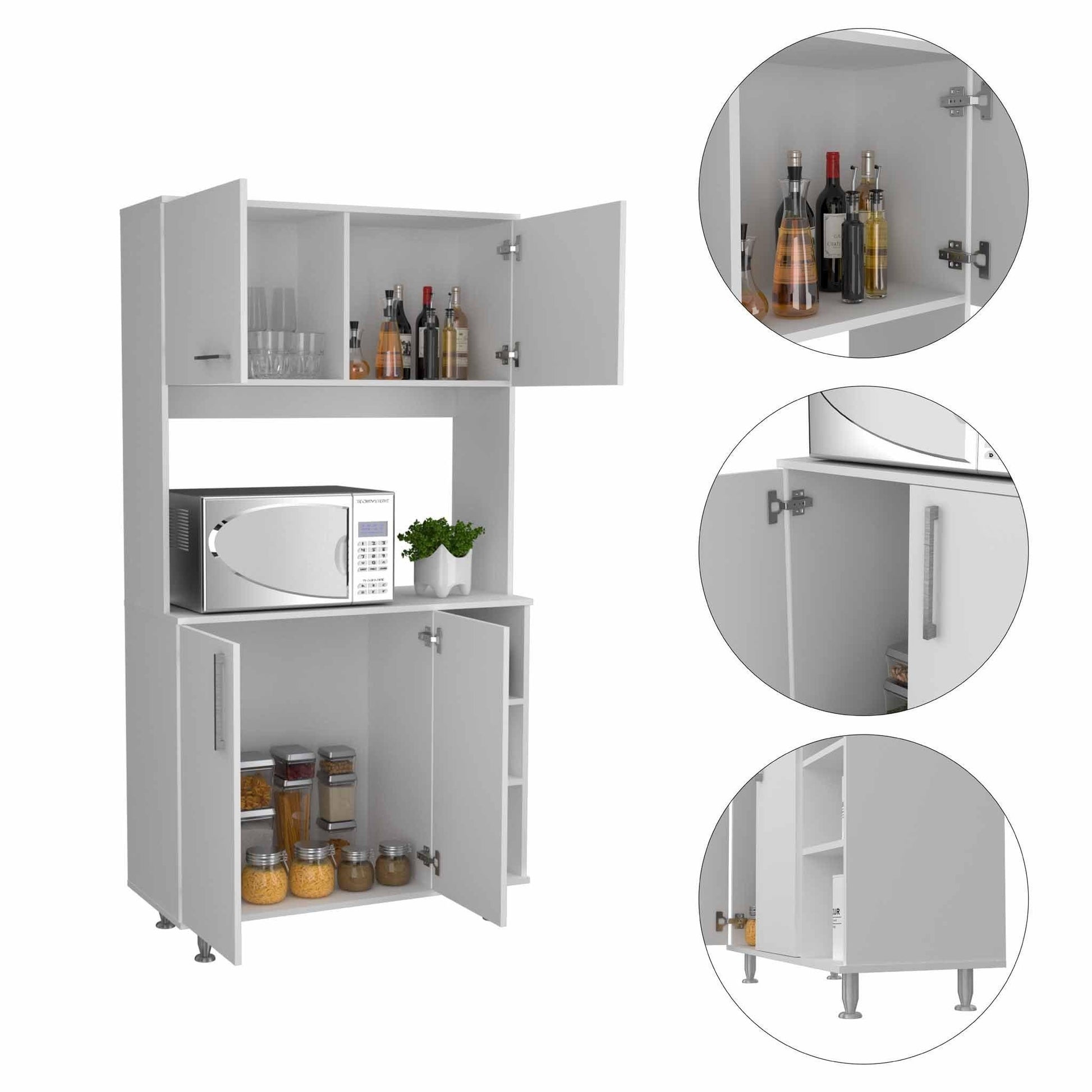 Modern White Kitchen Cabinet with Two Storage Shelves - AFS