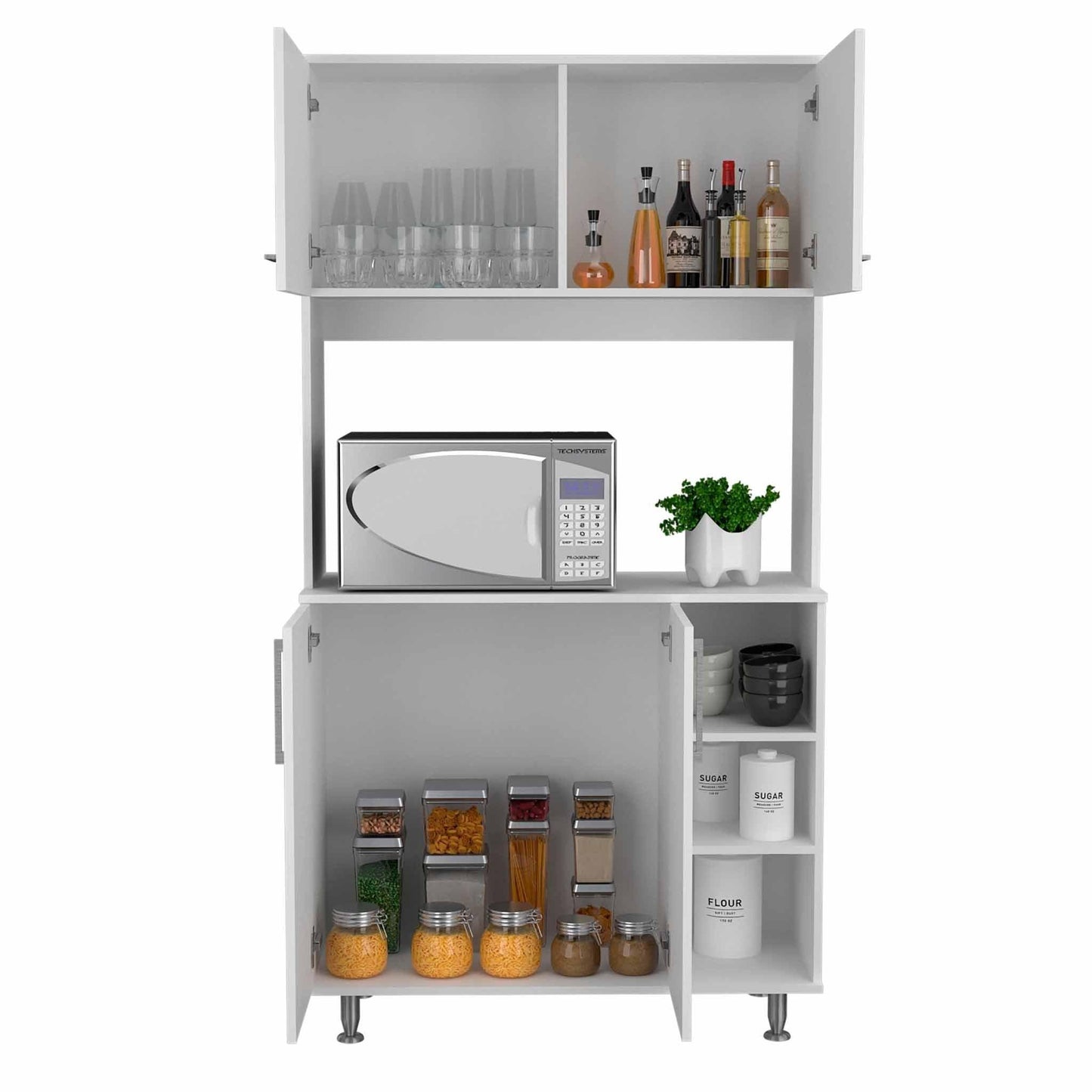 Modern White Kitchen Cabinet with Two Storage Shelves - AFS