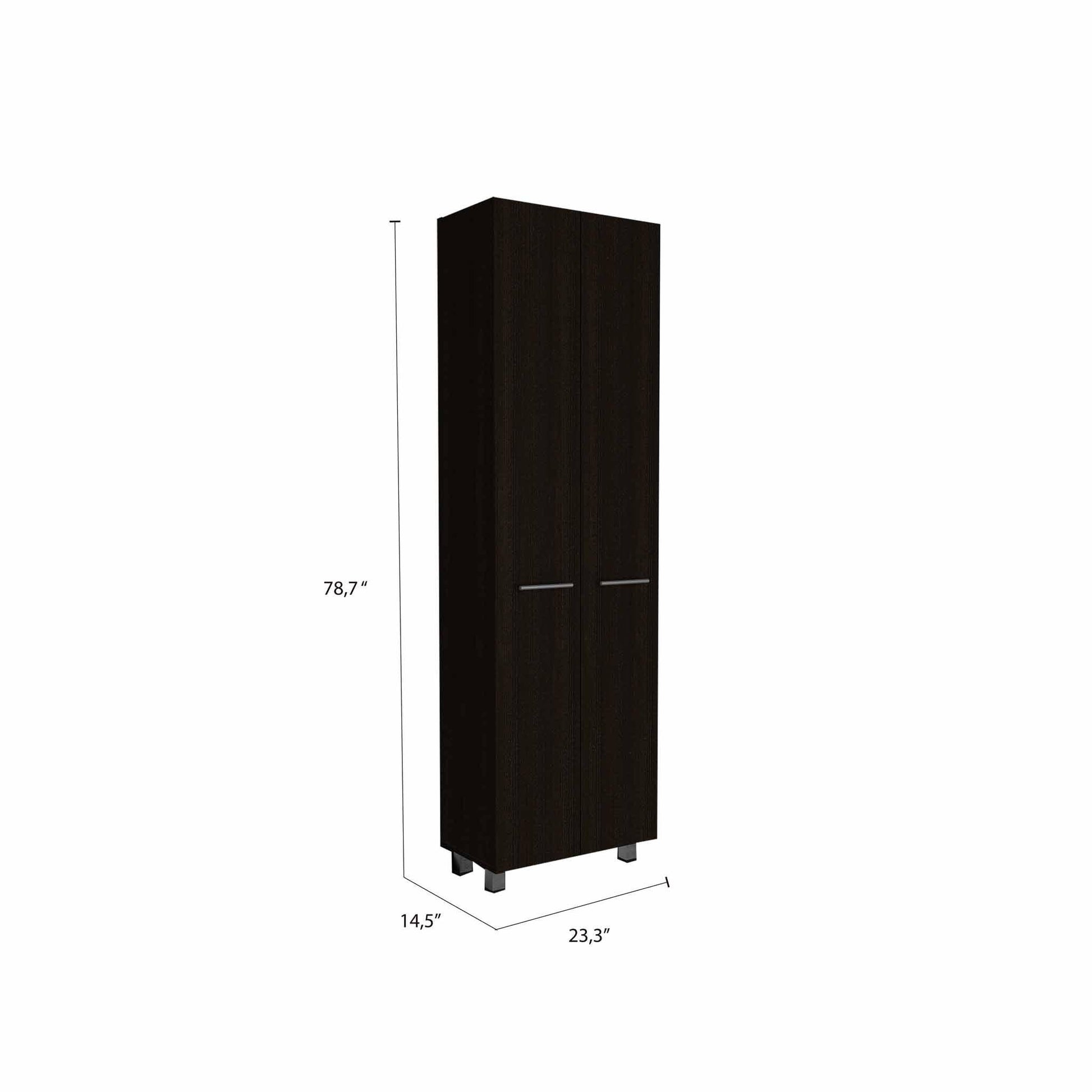 78" Modern Black Pantry Cabinet with Two Full Size Doors - AFS