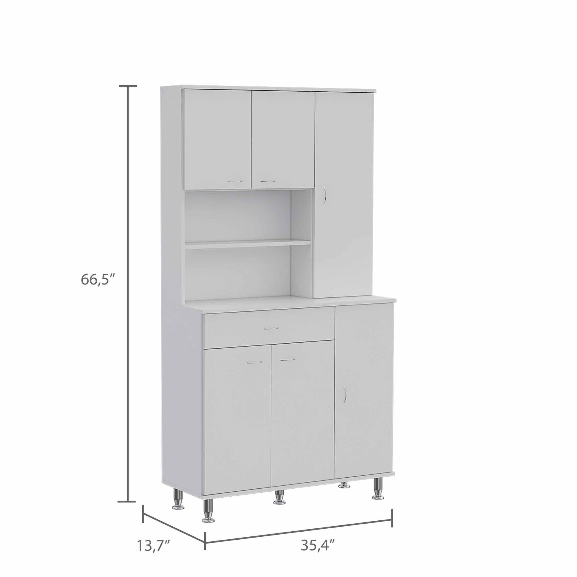 White Pantry Cabinet with Multiple Storage Shelves - AFS