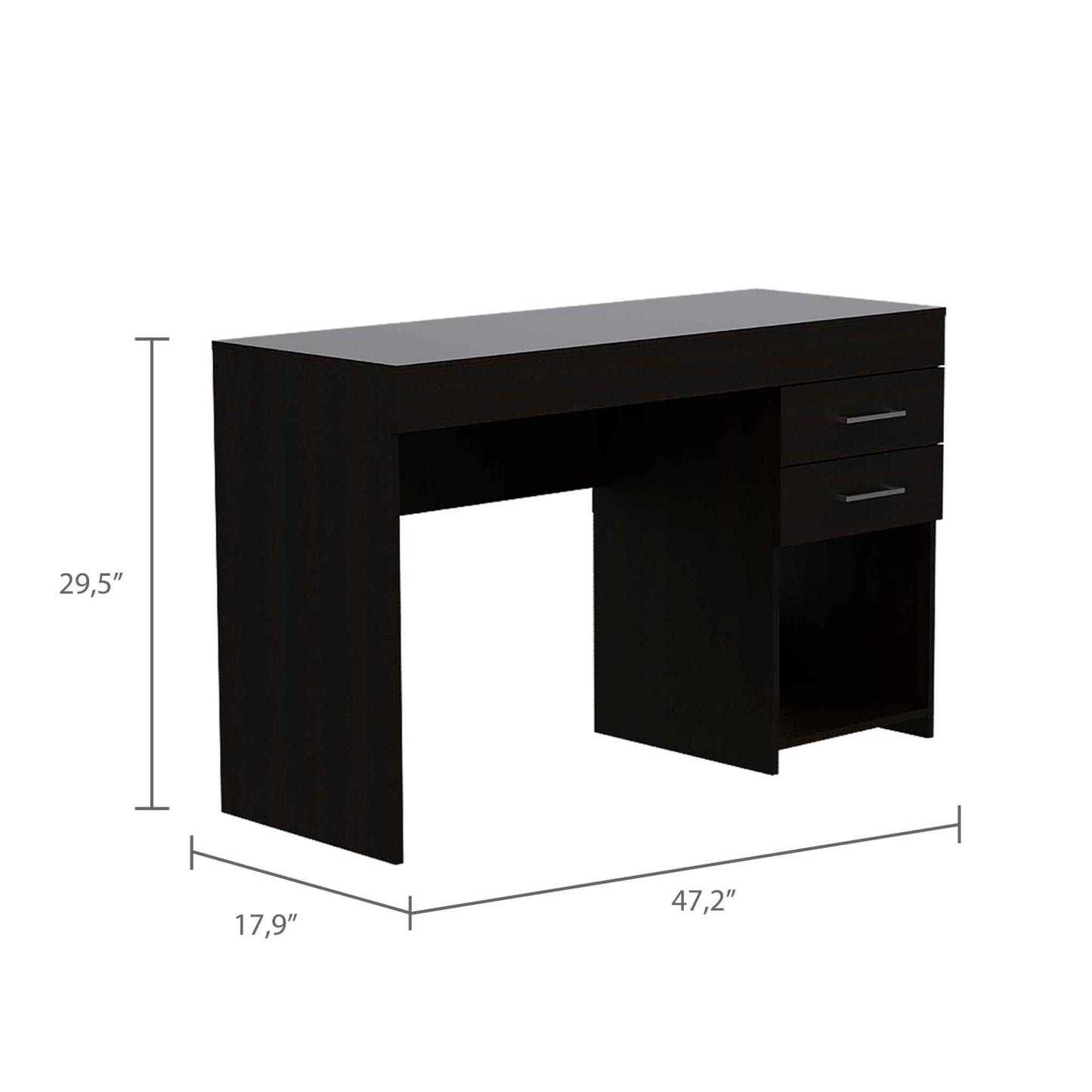 Deon Black Two Drawer Computer Desk - AFS