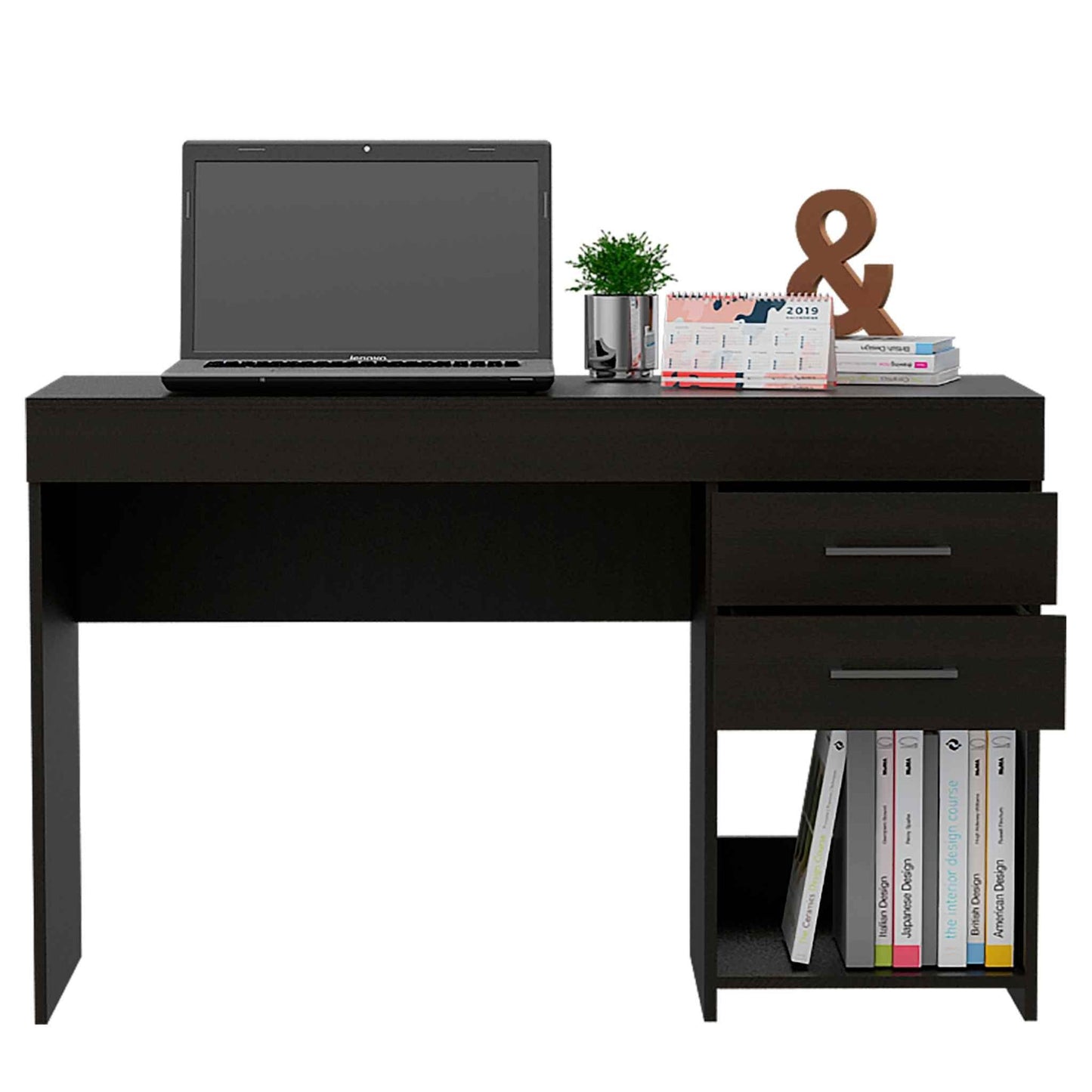 Deon Black Two Drawer Computer Desk - AFS