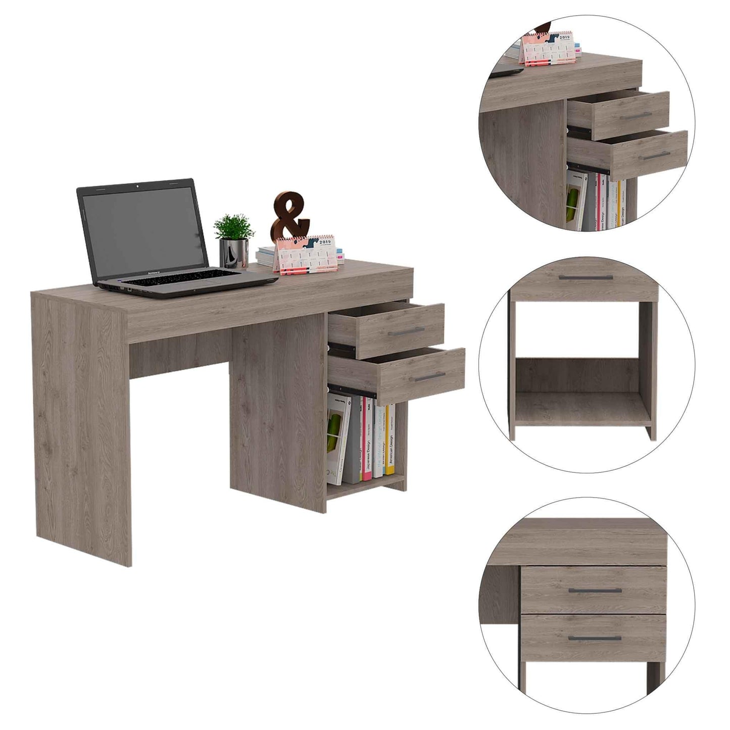 Deon Light Gray Two Drawer Computer Desk - AFS