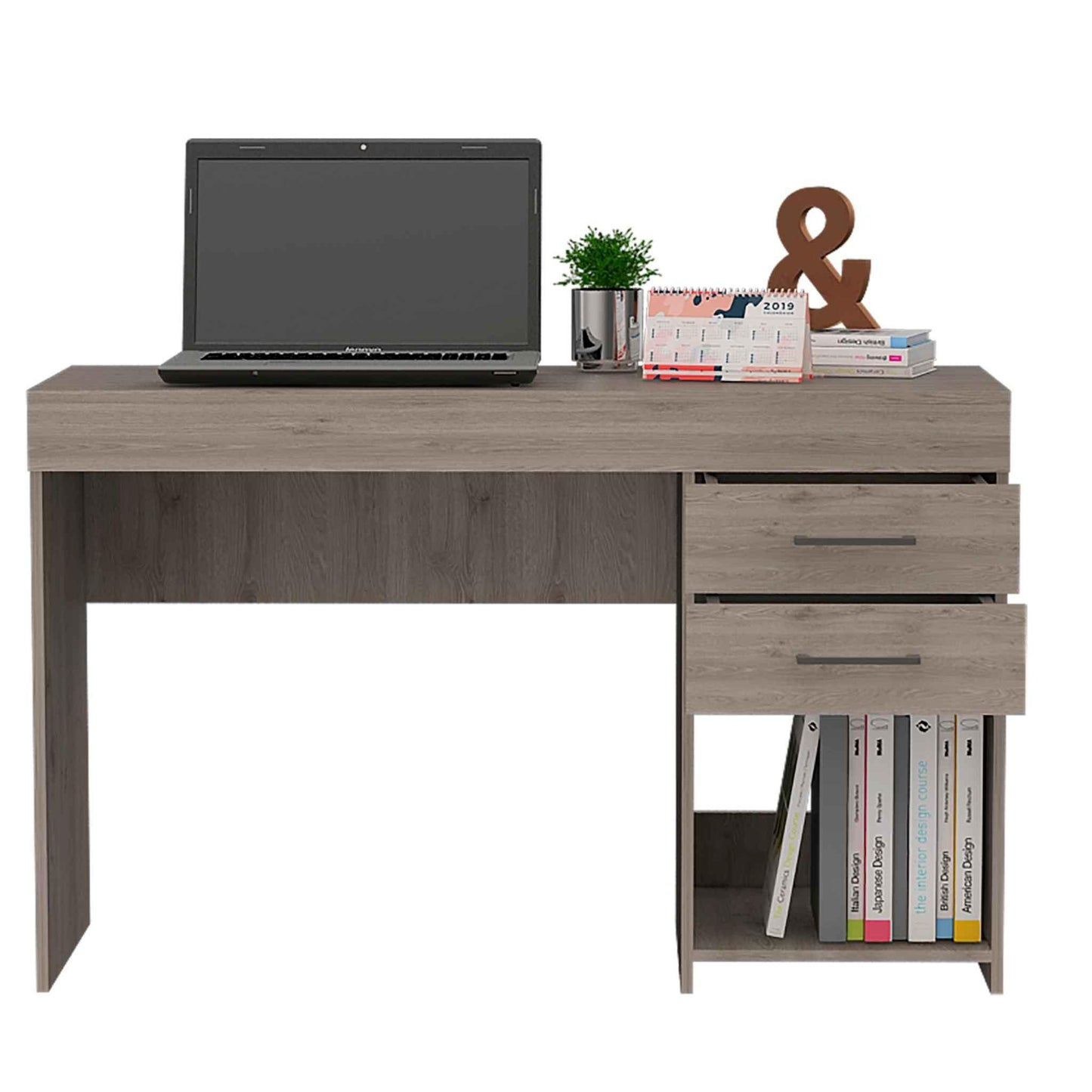 Deon Light Gray Two Drawer Computer Desk - AFS