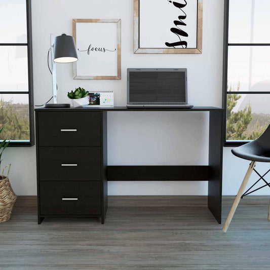 Echo Black Computer Desk with Three Drawers - AFS