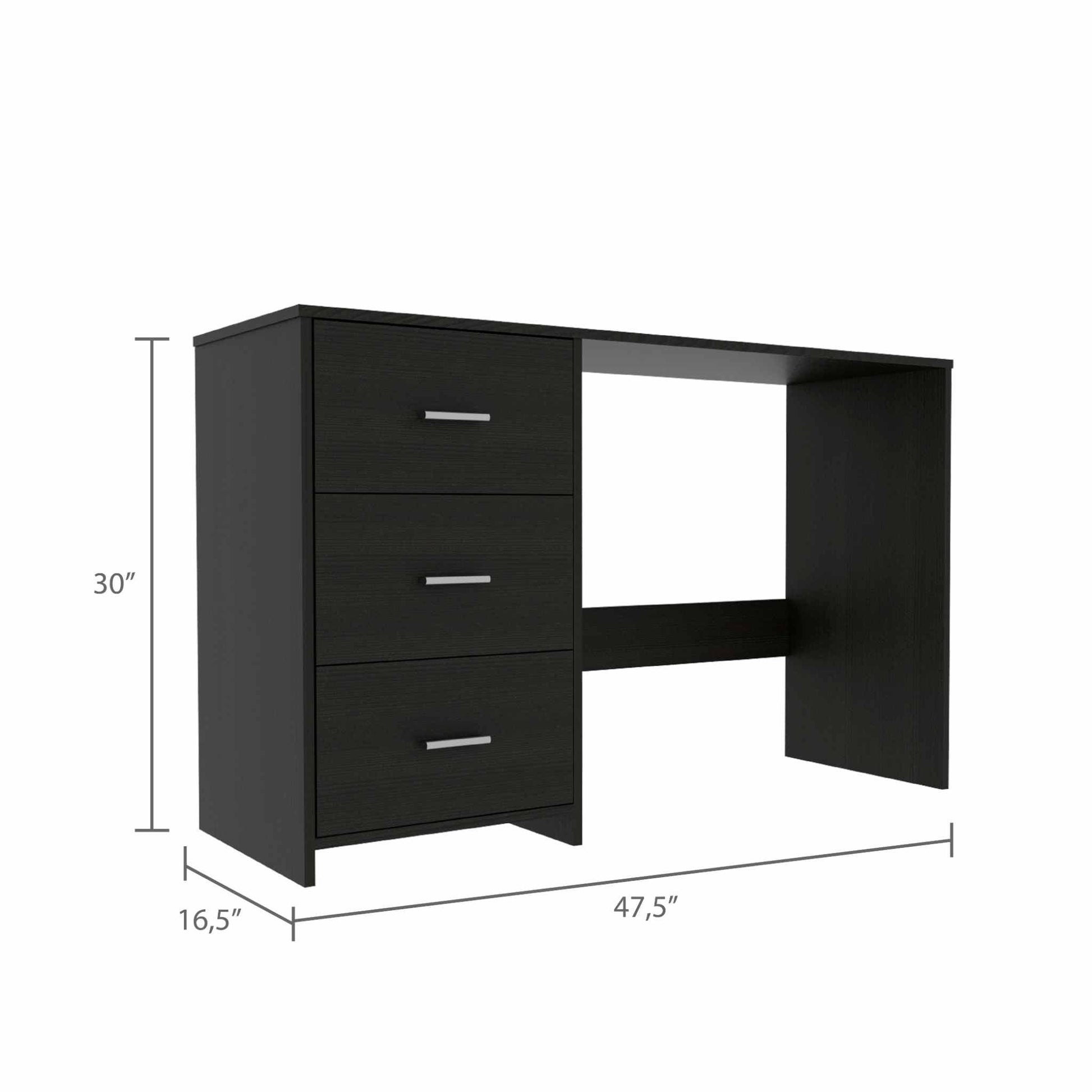 Echo Black Computer Desk with Three Drawers - AFS
