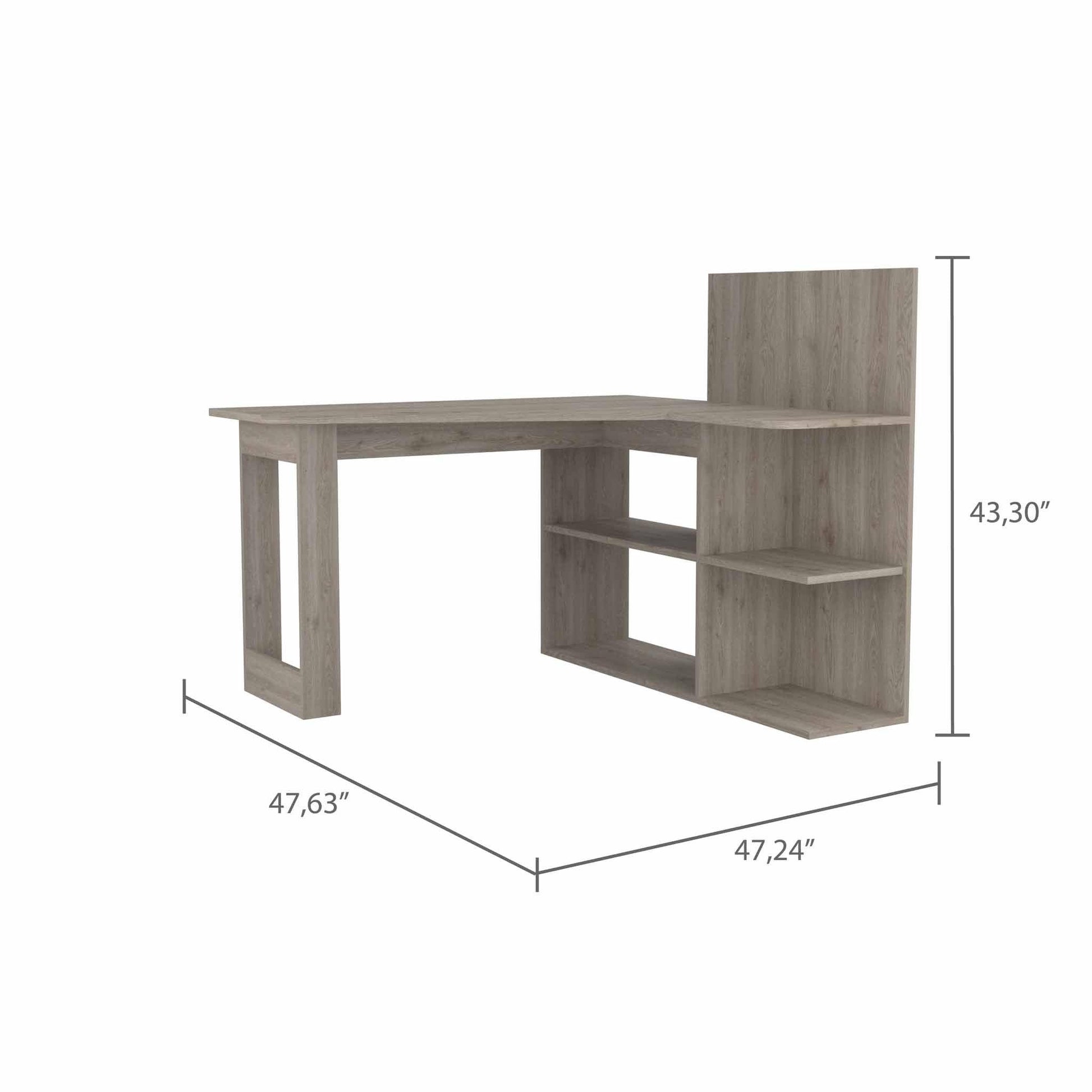 Marek Light Gray L Shaped Computer Desk - AFS