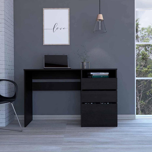 Echo Black Computer Desk with Three Drawers - AFS