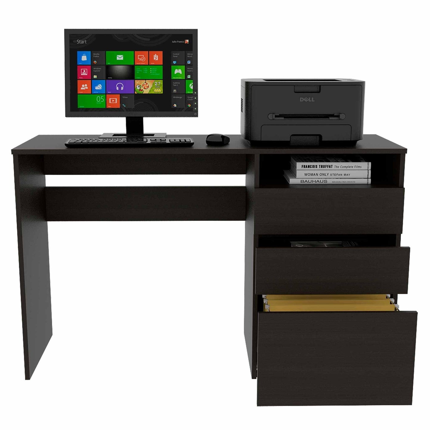 Echo Black Computer Desk with Three Drawers - AFS