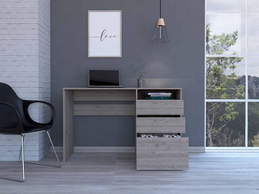 Echo Light Gray Computer Desk with Three Drawers - AFS