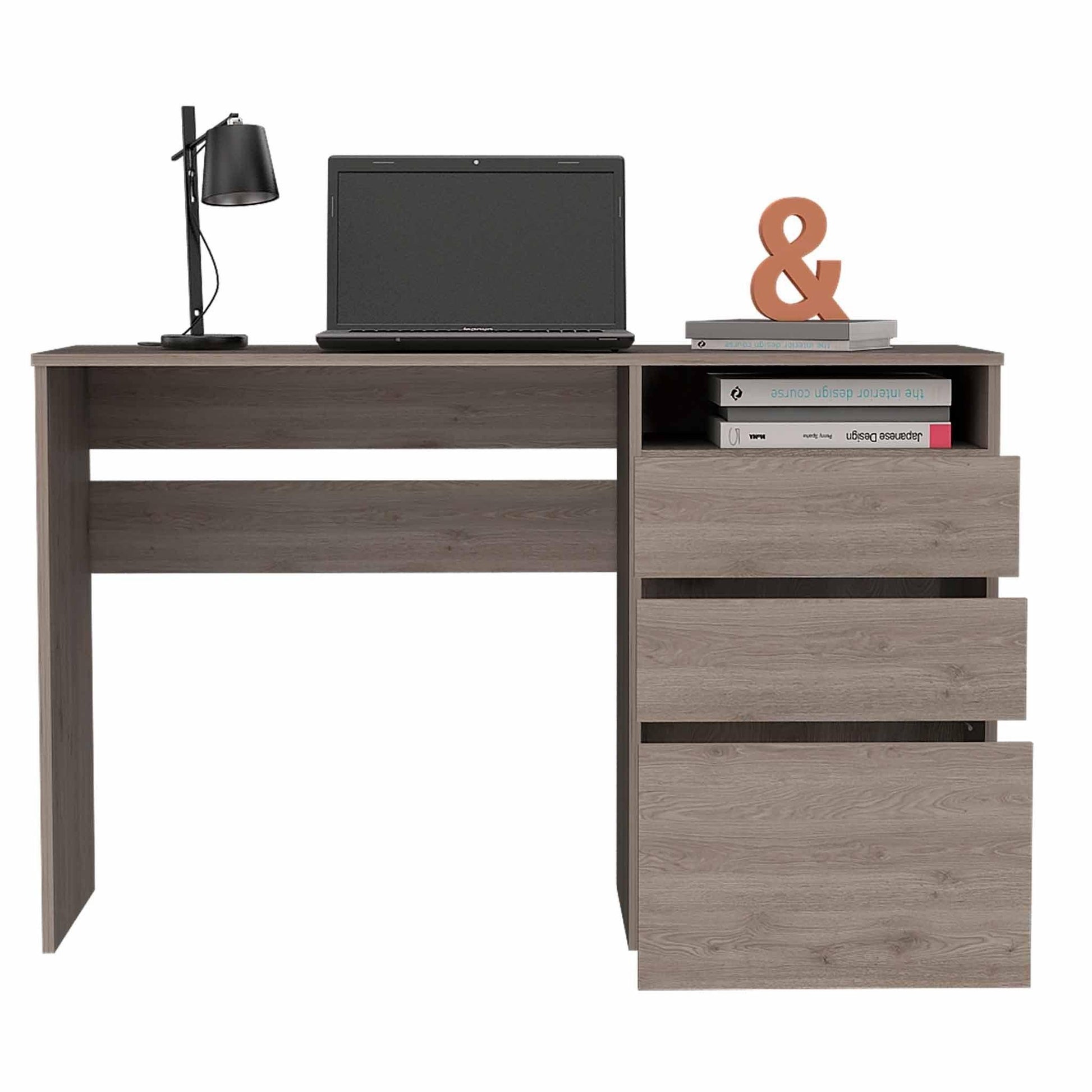 Echo Light Gray Computer Desk with Three Drawers - AFS