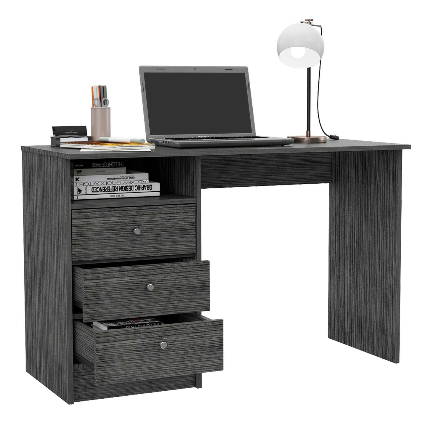 Torino Gray Oak Three Drawer Computer Desk - AFS