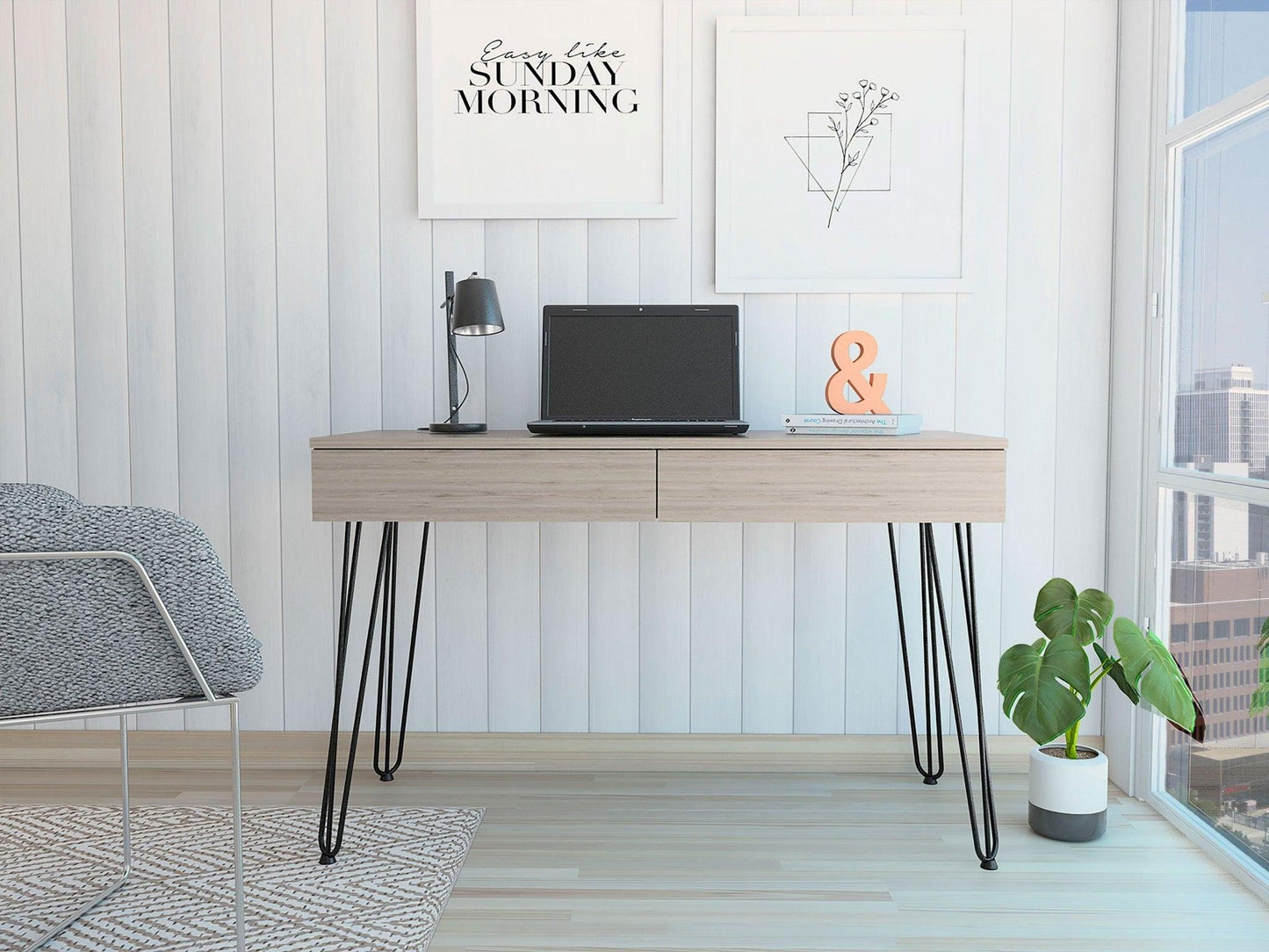 Roxy Light Gray Computer Desk with Two Drawers - AFS