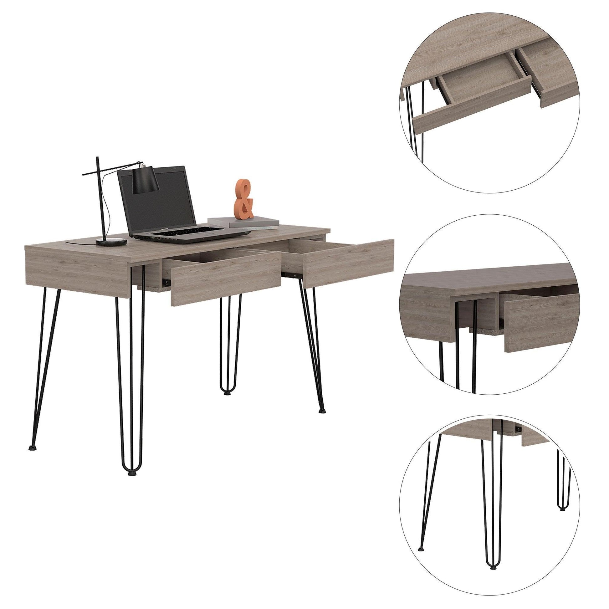 Roxy Light Gray Computer Desk with Two Drawers - AFS