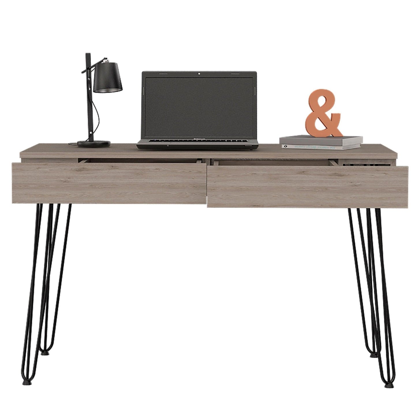 Roxy Light Gray Computer Desk with Two Drawers - AFS