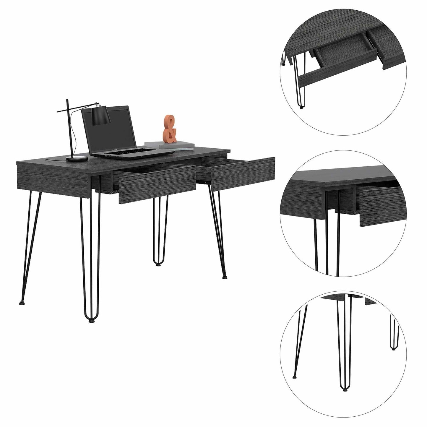 Roxy Gray Computer Desk with Two Drawers - AFS