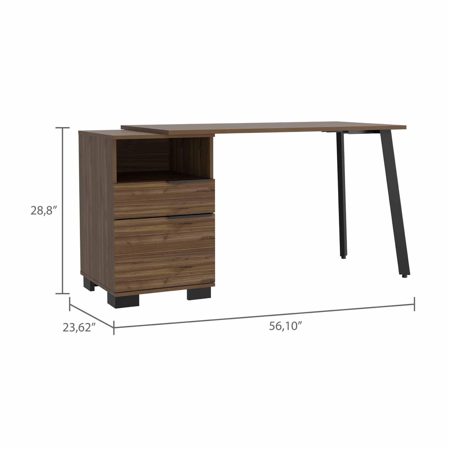 Contempo Flair Mahogany and Black Office Desk - AFS