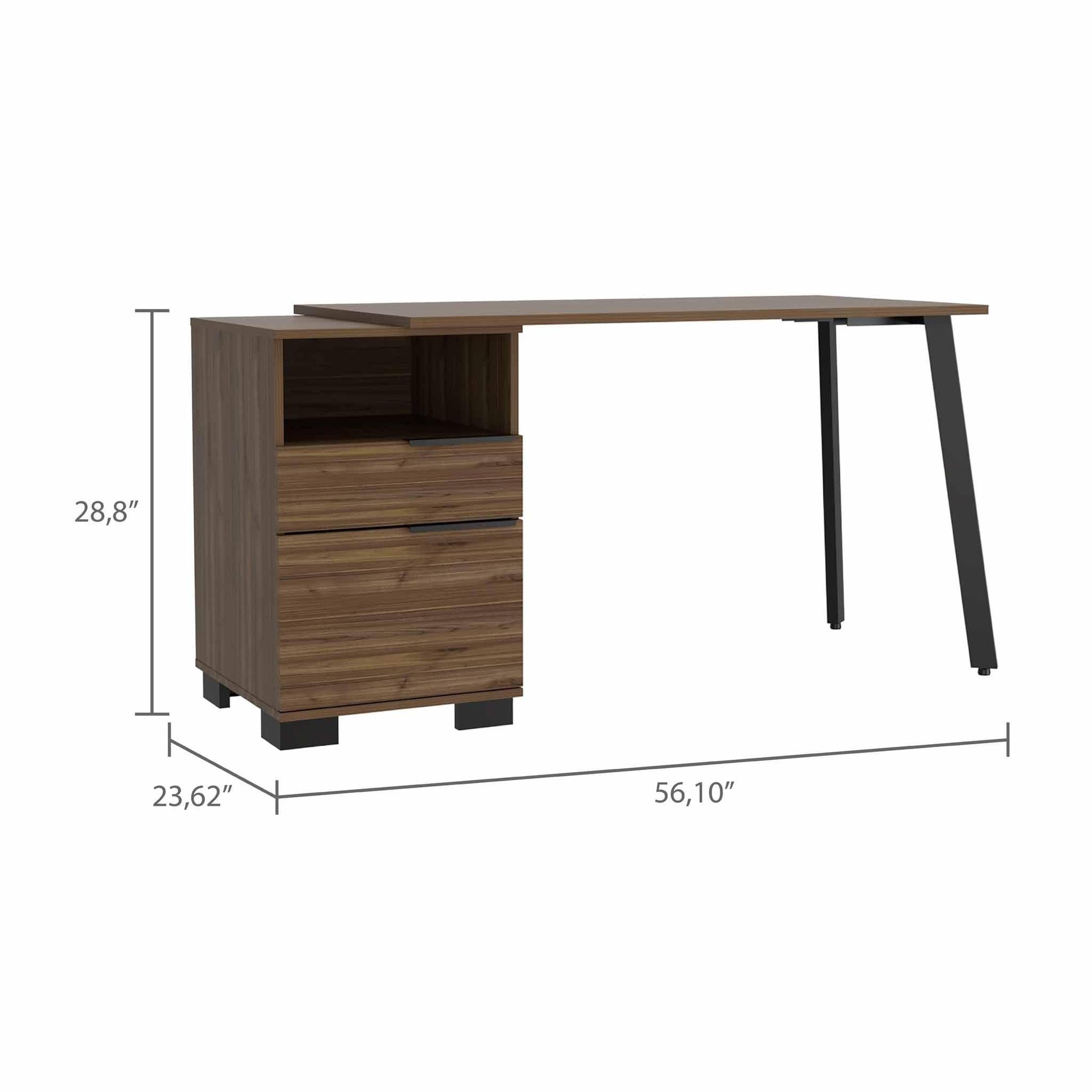 Contempo Flair Mahogany and Black Office Desk - AFS