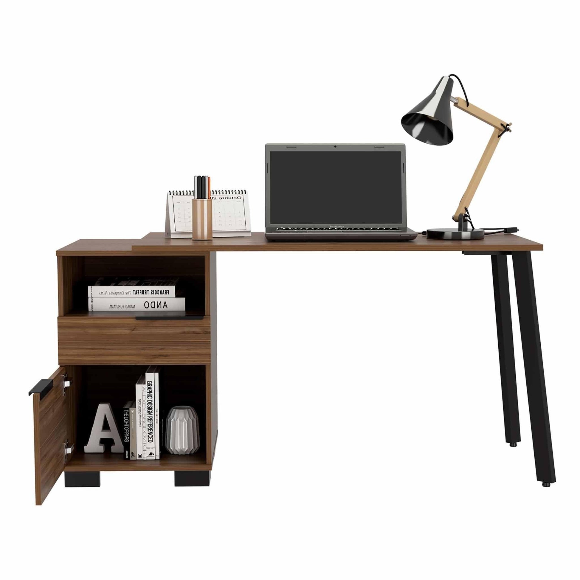 Contempo Flair Mahogany and Black Office Desk - AFS