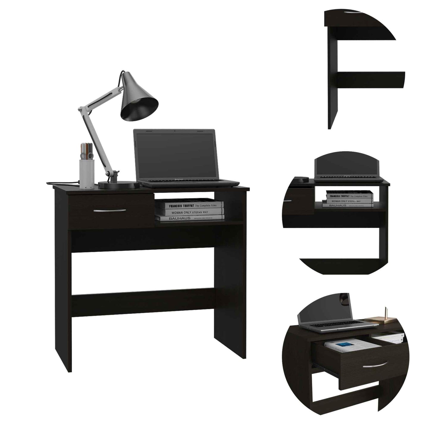 Mod Black Desk and Bookshelf Set - AFS