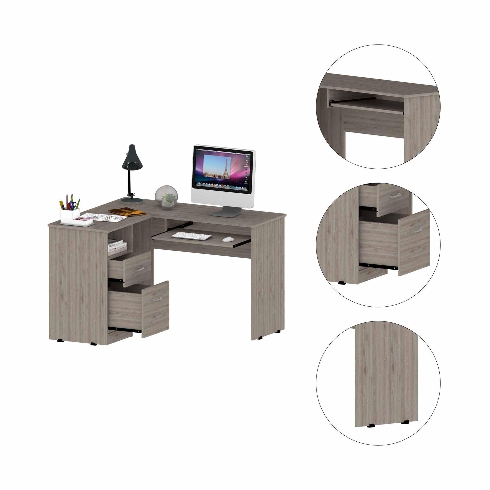 Thorpe Light Gray L Shaped Computer Desk - AFS