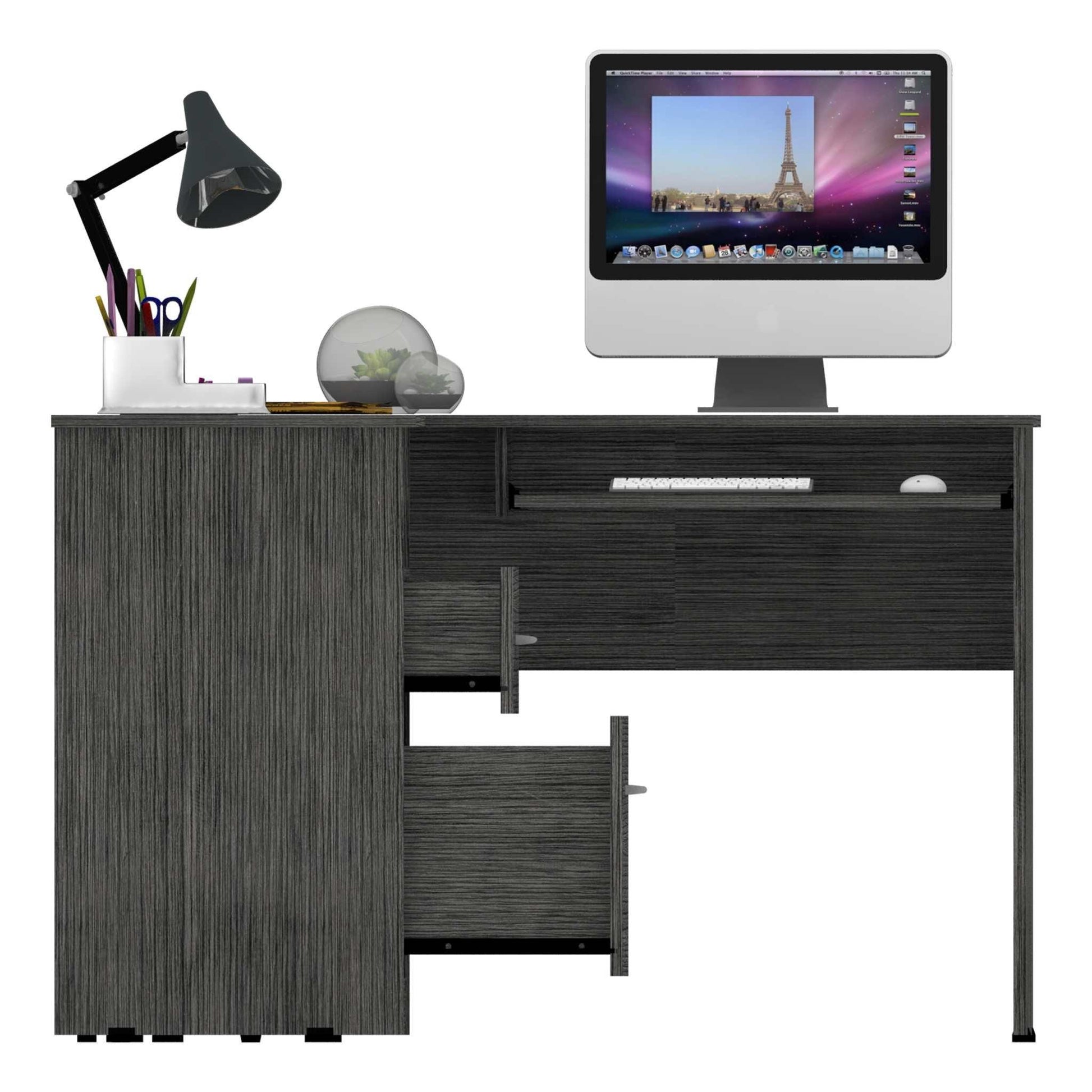 Thorpe Gray Oak L Shaped Computer Desk - AFS