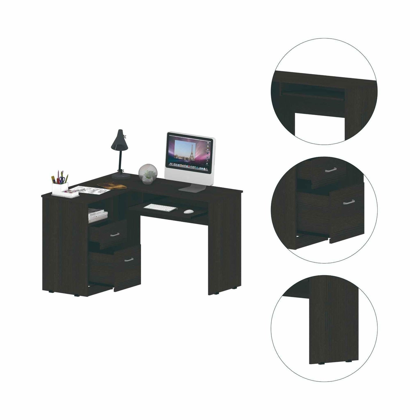 Thorpe Black L Shaped Computer Desk - AFS