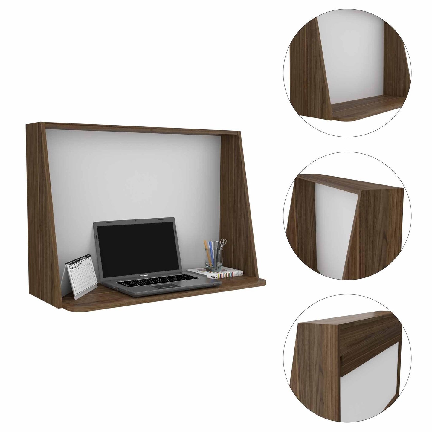 Contempo Mahogany and White Wall Desk - AFS