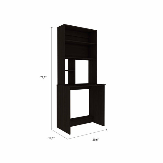 Milo Black Computer Desk with Hutch - AFS