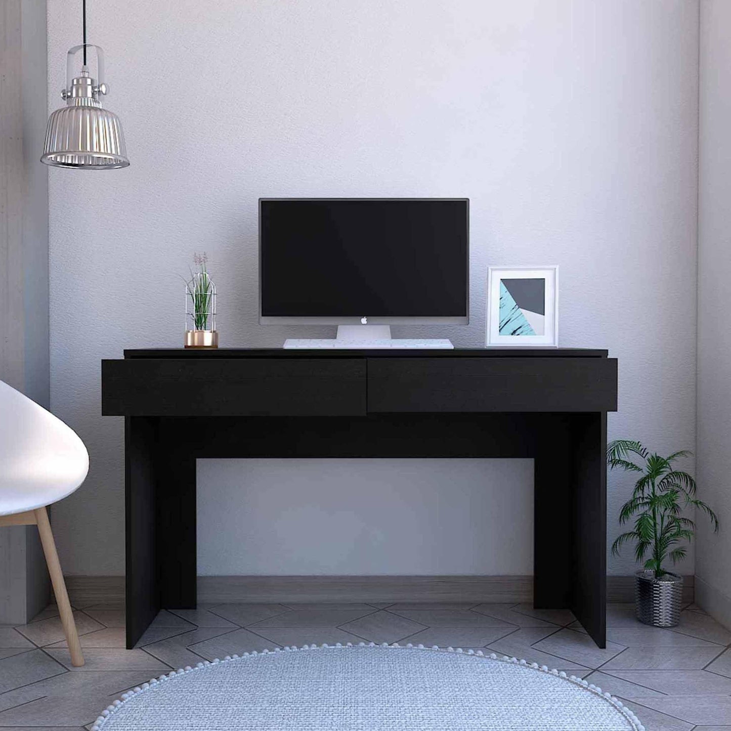 Clio Black Computer Desk with Two Drawers - AFS