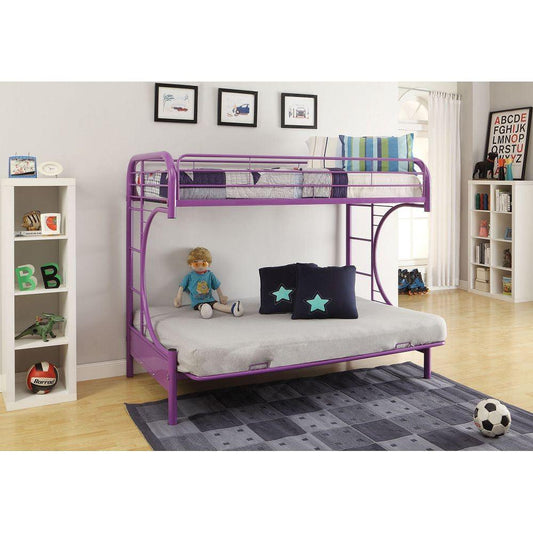 Purple Twin Over Full Futon Bunk Bed - AFS