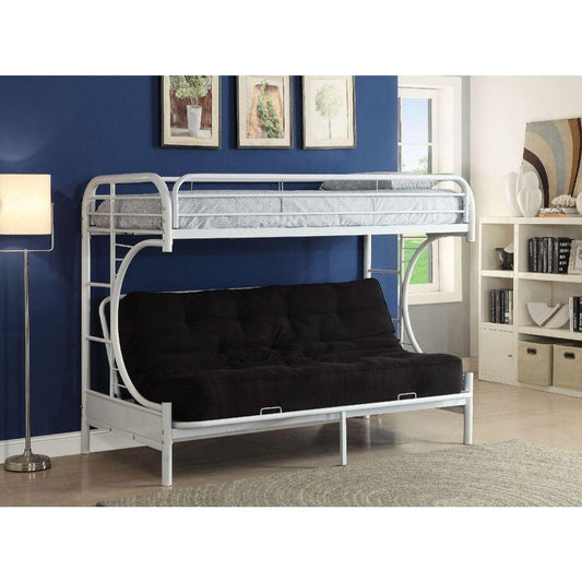 White Twin Over Full Futon Bunk Bed - AFS