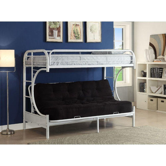 White Twin XL Over Queen Futon Bunk Bed - AFS