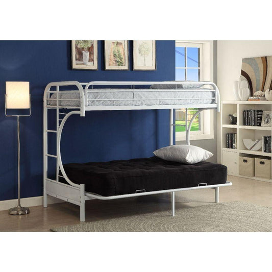 White Twin XL Over Queen Futon Bunk Bed - AFS