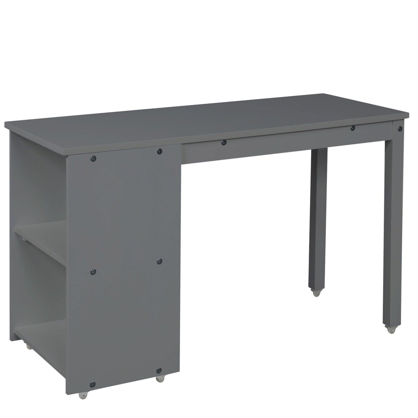 Gray Low Twin Loft Bed With Cabinet and Desk - AFS