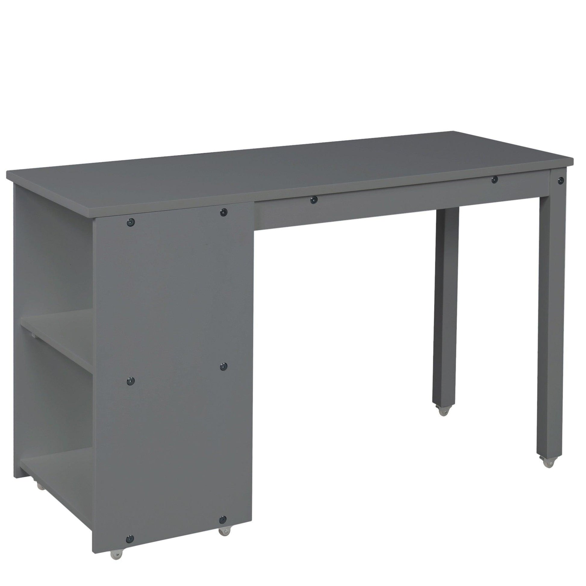 Gray Low Twin Loft Bed With Cabinet and Desk - AFS