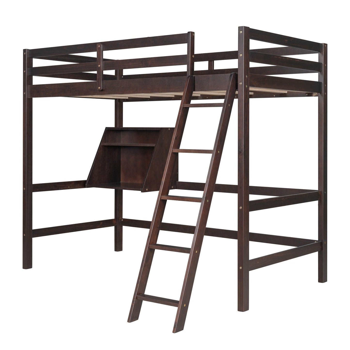 Dark Brown Convertible Twin over Twin Bunk Bed with Storage - AFS