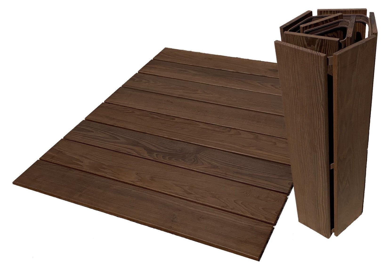 Rustic Dark Brown Roll Out Indoor Outdoor Wood Floor Mat - AFS