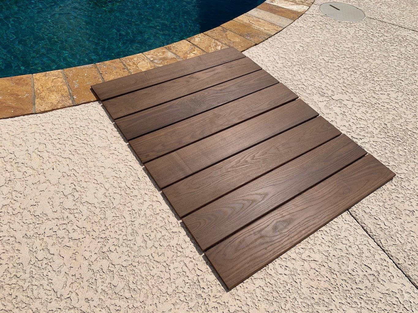 Rustic Dark Brown Roll Out Indoor Outdoor Wood Floor Mat - AFS