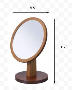 Walnut Finish Round Vanity Mirror on Pedestal - AFS