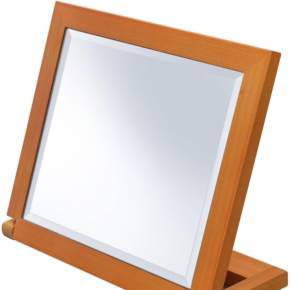 Walnut Finish Rectangle Adjustable Vanity Mirror - AFS