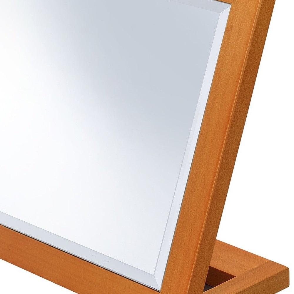 Walnut Finish Rectangle Adjustable Vanity Mirror - AFS