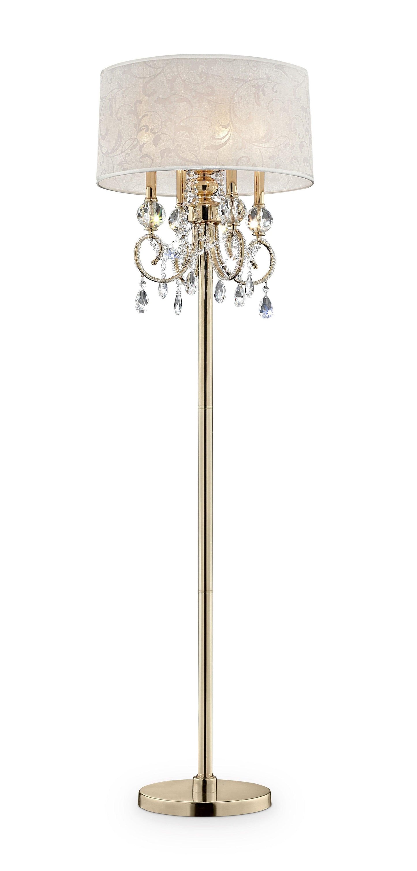 Stunning Brass Gold Finish Floor Lamp with Crystal Accents - AFS